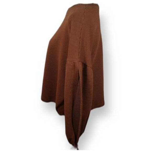 NECTAR CLOTHING BROWN STRIPE BALLOON SLEEVE CROP PULLOVER SZ.M/L EUC. - Picture 2 of 4